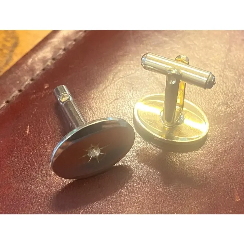 VTG Oval Gold Tone Cufflinks with Star Design in Center